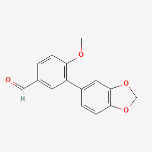 molecular formula C15H12O4 B15353229 3-(1,3-Benzodioxol-5-yl)-4-methoxybenzaldehyde 