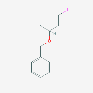 molecular formula C11H15IO B15353348 1-[(3-Iodo-1-methylpropoxy)methyl]benzene 