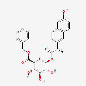 molecular formula C27H28O9 B15353378 benzyl (2S,3S,4S,5R,6S)-3,4,5-trihydroxy-6-[(2S)-2-(6-methoxynaphthalen-2-yl)propanoyl]oxyoxane-2-carboxylate 