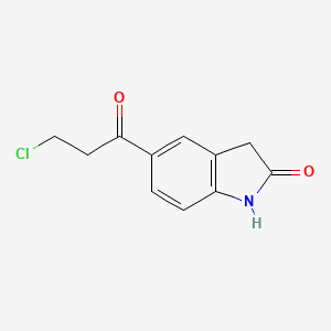 molecular formula C11H10ClNO2 B15353397 5-(3-Chloro-propionyl)-1,3-dihydro-indol-2-one 