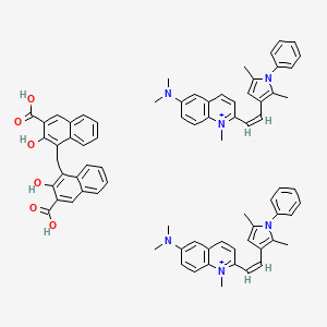 molecular formula C75H72N6O6+2 B15353565 4,4'-Methylenebis(3-hydroxy-2-naphthoic Acid), di(Z)-2-(2-(2,5-dimethyl-1-phenyl-1H-pyrrol-3-yl)vinyl)-6-(dimethylamino)-1-methylquinolin-1-ium Salt 