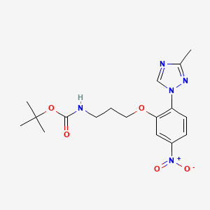 molecular formula C17H23N5O5 B15353685 tert-butyl N-[3-[2-(3-methyl-1,2,4-triazol-1-yl)-5-nitrophenoxy]propyl]carbamate 