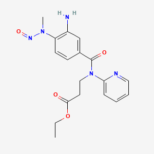 molecular formula C18H21N5O4 B15353718 Ethyl 3-(3-amino-4-(methyl(nitroso)amino)-N-(pyridin-2-yl)benzamido)propanoate 