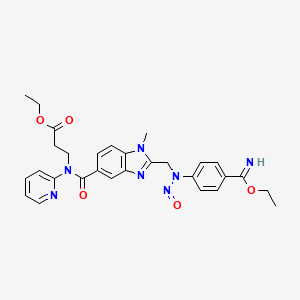 molecular formula C29H31N7O5 B15353745 Ethyl 3-(2-(((4-(ethoxy(imino)methyl)phenyl)(nitroso)amino)methyl)-1-methyl-N-(pyridin-2-yl)-1H-benzo[d]imidazole-5-carboxamido)propanoate 