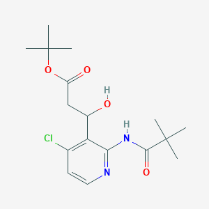 molecular formula C17H25ClN2O4 B15353777 Tert-butyl 3-{4-chloro-2-[(2,2-dimethylpropanoyl)amino]pyridin-3-yl}-3-hydroxypropanoate CAS No. 749925-47-1