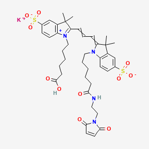 molecular formula C41H49KN4O11S2 B15353833 potassium;2-[3-[1-(5-carboxypentyl)-3,3-dimethyl-5-sulfonatoindol-1-ium-2-yl]prop-2-enylidene]-1-[6-[2-(2,5-dioxopyrrol-1-yl)ethylamino]-6-oxohexyl]-3,3-dimethylindole-5-sulfonate 