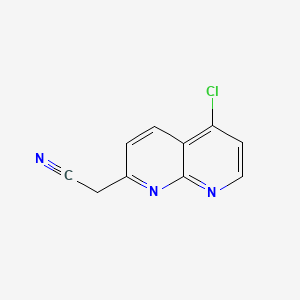 molecular formula C10H6ClN3 B15353876 2-(5-Chloro-1,8-naphthyridin-2-yl)acetonitrile 