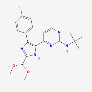 molecular formula C20H24FN5O2 B15353908 N-tert-butyl-4-[2-(dimethoxymethyl)-4-(4-fluorophenyl)-1H-imidazol-5-yl]pyrimidin-2-amine 