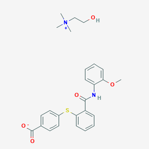 2-Hydroxyethyl(trimethyl)azanium;4-[2-[(2-methoxyphenyl)carbamoyl]phenyl]sulfanylbenzoate