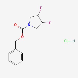 molecular formula C12H14ClF2NO2 B15354115 (3R,4R)-N-Cbz-3,4-difluoro-pyrrolidine hydrochloride 