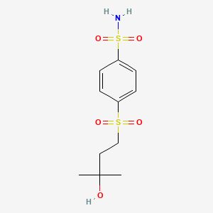 molecular formula C11H17NO5S2 B15354117 4-[(3-Hydroxy-3-methylbutyl)sulfonyl]benzenesulfonamide CAS No. 108966-56-9