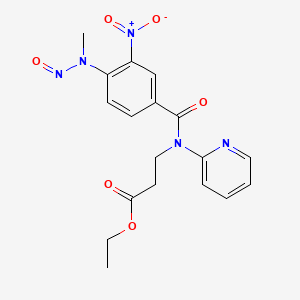 molecular formula C18H19N5O6 B15354141 Ethyl 3-(4-(methyl(nitroso)amino)-3-nitro-N-(pyridin-2-yl)benzamido)propanoate 