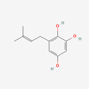 molecular formula C11H14O3 B15354218 6-(3-Methylbut-2-en-1-yl)benzene-1,2,4-triol 