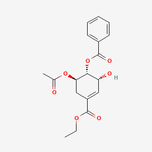 molecular formula C18H20O7 B15354286 (1R,2R,6R)-6-Acetoxy-4-(ethoxycarbonyl)-2-hydroxycyclohex-3-en-1-yl Benzoate 