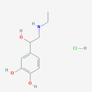 molecular formula C10H16ClNO3 B15354289 1-(3,4-Dihydroxyphenyl)-2-ethylaminoethanol hydrochloride CAS No. 6422-43-1