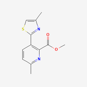 molecular formula C12H12N2O2S B15354467 Methyl 6-methyl-3-(4-methyl-1,3-thiazol-2-yl)-2-pyridinecarboxylate 