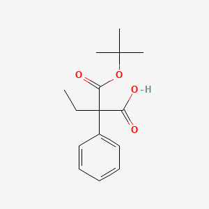 molecular formula C15H20O4 B15354622 2-[(2-Methylpropan-2-yl)oxycarbonyl]-2-phenylbutanoic acid 