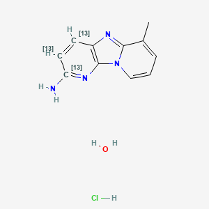 molecular formula C11H13ClN4O B15354841 10-methyl-1,3,8-triazatricyclo[7.4.0.02,7]trideca-2(7),3,5,8,10,12-hexaen-4-amine;hydrate;hydrochloride 