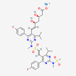 molecular formula C38H43F2N6NaO8S2 B15354946 S-Demethyl (E)-S-[4-(4-Fluorophenyl)-6-isopropyl-2-(N-methylmethylsulfonamido)pyrimidin-5-ethenyl Rosuvastatin Sodium Salt 