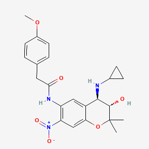 N-[(3S,4R)-4-(cyclopropylamino)-3-hydroxy-2,2-dimethyl-7-nitro-3,4-dihydrochromen-6-yl]-2-(4-methoxyphenyl)acetamide