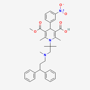 1-(1-((3,3-Diphenylpropyl)(methyl)amino)-2-methylpropan-2-yl)-5-(methoxycarbonyl)-2,6-dimethyl-4-(3-nitrophenyl)-1,4-dihydropyridine-3-carboxylic Acid(Lercanidipine Impurity)