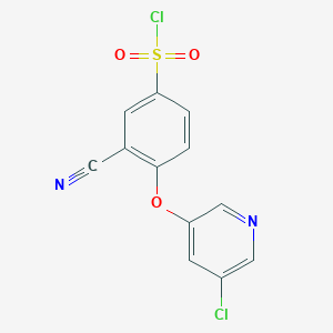 molecular formula C12H6Cl2N2O3S B15355014 4-(5-Chloropyridin-3-yl)oxy-3-cyanobenzenesulfonyl chloride 