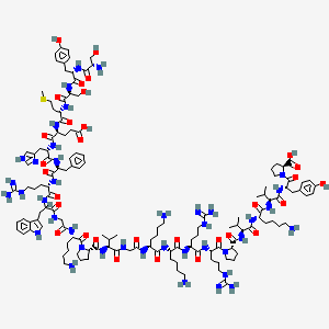 (2S)-1-[(2S)-2-[[(2S)-2-[[(2S)-6-amino-2-[[(2S)-2-[[(2S)-1-[(2S)-2-[[(2S)-2-[[(2S)-6-amino-2-[[(2S)-6-amino-2-[[2-[[(2S)-2-[[(2S)-1-[(2S)-6-amino-2-[[2-[[2-[[(2S)-2-[[(2S)-2-[[(2S)-2-[[(2S)-2-[[(2S)-2-[[(2S)-2-[[(2S)-2-[[(2S)-2-amino-3-hydroxypropanoyl]amino]-3-(4-hydroxyphenyl)propanoyl]amino]-3-hydroxypropanoyl]amino]-4-methylsulfanylbutanoyl]amino]-4-carboxybutanoyl]amino]-3-(1H-imidazol-4-yl)propanoyl]amino]-3-phenylpropanoyl]amino]-5-carbamimidamidopentanoyl]amino]-3-(1H-indol-3-yl)propanoyl]amino]acetyl]amino]hexanoyl]pyrrolidine-2-carbonyl]amino]-3-methylbutanoyl]amino]acetyl]amino]hexanoyl]amino]hexanoyl]amino]-5-carbamimidamidopentanoyl]amino]-5-carbamimidamidopentanoyl]pyrrolidine-2-carbonyl]amino]-3-methylbutanoyl]amino]hexanoyl]amino]-3-methylbutanoyl]amino]-3-(4-hydroxyphenyl)propanoyl]pyrrolidine-2-carboxylic acid