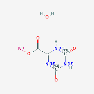 molecular formula C4H4KN3O5 B15355194 potassium;4,6-dioxo-(4,6-13C2,1,3,5-15N3)1H-1,3,5-triazine-2-carboxylate;hydrate 