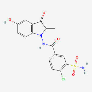 molecular formula C16H14ClN3O5S B15355242 4-Chloro-N-(5-hydroxy-2-methyl-3-oxoindolin-1-yl)-3-sulfamoylbenzamide 