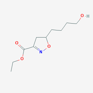 molecular formula C10H17NO4 B15355317 Ethyl 5-(4-hydroxybutyl)-4,5-dihydro-1,2-oxazole-3-carboxylate 