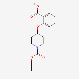 molecular formula C17H23NO5 B15355345 2-(1-(Tert-butoxy)carbonylpiperidin-4-yloxy)benzoic acid 