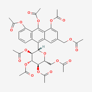 molecular formula C37H38O17 B15355352 3-(Acetoxymethyl)-10-((2S,3S,4R,5R,6R)-3,4,5-triacetoxy-6-(acetoxymethyl)tetrahydro-2H-pyran-2-yl)anthracene-1,8,9-triyl triacetate 