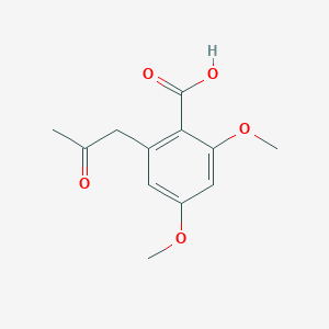 molecular formula C12H14O5 B15355354 2,4-Dimethoxy-6-(2-oxopropyl)benzoic acid 