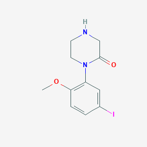 molecular formula C11H13IN2O2 B15355516 1-[5-Iodo-2-(methyloxy)phenyl]-2-piperazinone 