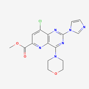 molecular formula C16H15ClN6O3 B15355589 methyl 8-chloro-2-(1H-imidazol-1-yl)-4-morpholin-4-ylpyrido[3,2-d]pyrimidine-6-carboxylate 