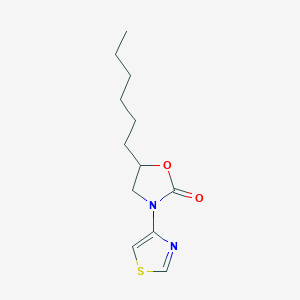 molecular formula C12H18N2O2S B15355732 5-Hexyl-3-(1,3-thiazol-4-yl)-1,3-oxazolidin-2-one 