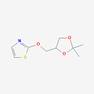 molecular formula C9H13NO3S B15355750 2-[(2,2-Dimethyl-1,3-dioxolan-4-yl)methoxy]-1,3-thiazole 