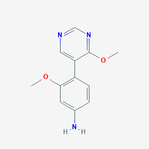 molecular formula C12H13N3O2 B15355786 3-Methoxy-4-(4-methoxypyrimidin-5-yl)aniline 