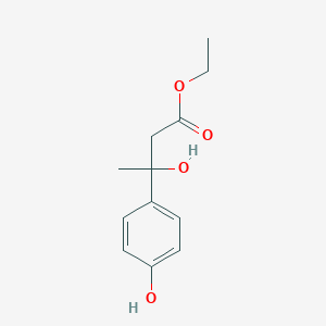 molecular formula C12H16O4 B15355903 Ethyl 3-hydroxy-3-(4-hydroxyphenyl)butanoate 