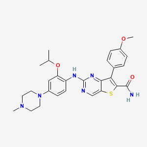 7-(4-Methoxyphenyl)-2-[4-(4-methylpiperazin-1-yl)-2-propan-2-yloxyanilino]thieno[3,2-d]pyrimidine-6-carboxamide