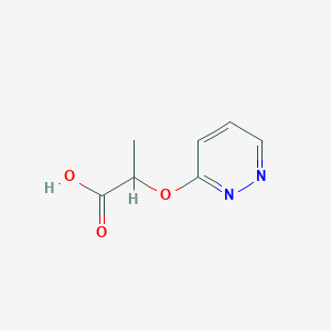 molecular formula C7H8N2O3 B15356028 2-Pyridazin-3-yloxypropanoic acid 