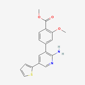 molecular formula C18H16N2O3S B15356165 Methyl 4-(2-amino-5-thiophen-2-ylpyridin-3-yl)-2-methoxybenzoate 