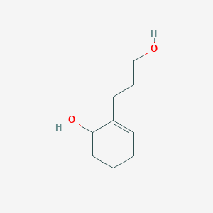 molecular formula C9H16O2 B15356187 2-(3-Hydroxypropyl)cyclohex-2-en-1-ol 