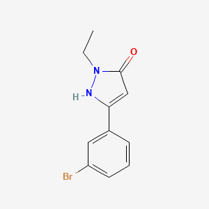 molecular formula C11H11BrN2O B15356287 5-(3-bromophenyl)-2-ethyl-1H-pyrazol-3-one 