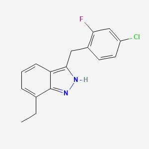 molecular formula C16H14ClFN2 B15356326 3-[(4-chloro-2-fluorophenyl)methyl]-7-ethyl-2H-indazole 