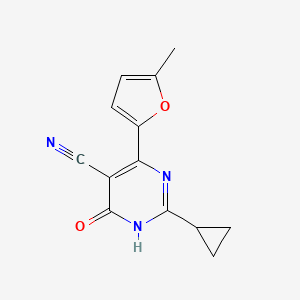 molecular formula C13H11N3O2 B15356366 2-cyclopropyl-4-(5-methylfuran-2-yl)-6-oxo-1H-pyrimidine-5-carbonitrile 