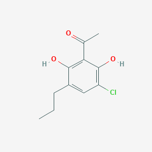 molecular formula C11H13ClO3 B15356639 1-(3-Chloro-2,6-dihydroxy-5-propylphenyl)ethan-1-one CAS No. 102624-59-9