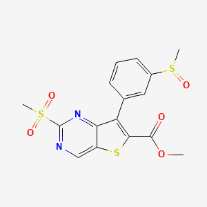 molecular formula C16H14N2O5S3 B15356842 Methyl 7-(3-methylsulfinylphenyl)-2-methylsulfonylthieno[3,2-d]pyrimidine-6-carboxylate 