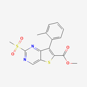 molecular formula C16H14N2O4S2 B15357044 Methyl 7-(2-methylphenyl)-2-methylsulfonylthieno[3,2-d]pyrimidine-6-carboxylate 