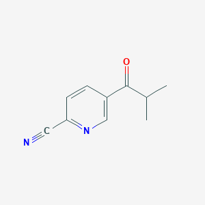 molecular formula C10H10N2O B15357081 5-(2-Methyl-1-oxopropyl)pyridine-2-carbonitrile 